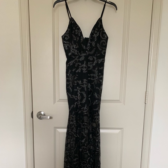 Black sheer floor length dress - Picture 2 of 8